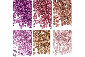 uxcell 6 Colors Crushed Glass Chips, 1-4mm Irregular Glitter Metallic Glass for Craft DIY Jewelry Vase Filler Epoxy Resin Dec