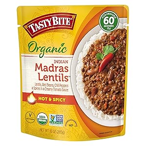 Tasty Bite Madras Lentils, Hot and Spicy, Microwaveable Ready to Eat Entrée, 10 Ounce (Pack of 6)