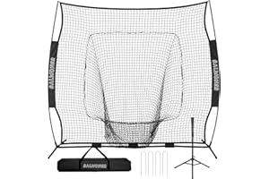BALWONER 7 x 7 ft Baseball Softball Practice Net Set with Carry Bag for Batting Hitting and Pitching