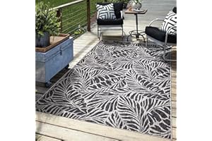 Keen Home Design Modern Outdoor Rug - 6x9 Textured Washable Indoor/Outdoor Rug for Patio, Kitchen, Balcony, Beach, Garden, Deck and Porch. Size: 6'7" x 9'2"