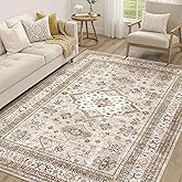 Vintage Living Room Area Rug 5x7 - Large Soft Washable Oriental Traditional Distressed Farmhouse Rugs for Bedroom - Indoor Floor Accent Carpet for Home Office House Decor - Beige