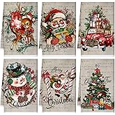 Bencailor 6 Pcs Vintage Christmas Kitchen Towels Christmas Dish Towel Set Absorbent Soft Microfiber Farmhouse Gray Winter Santa Snowman Hand Dishcloths Xmas Gifts Decorations for Kitchen Bathroom
