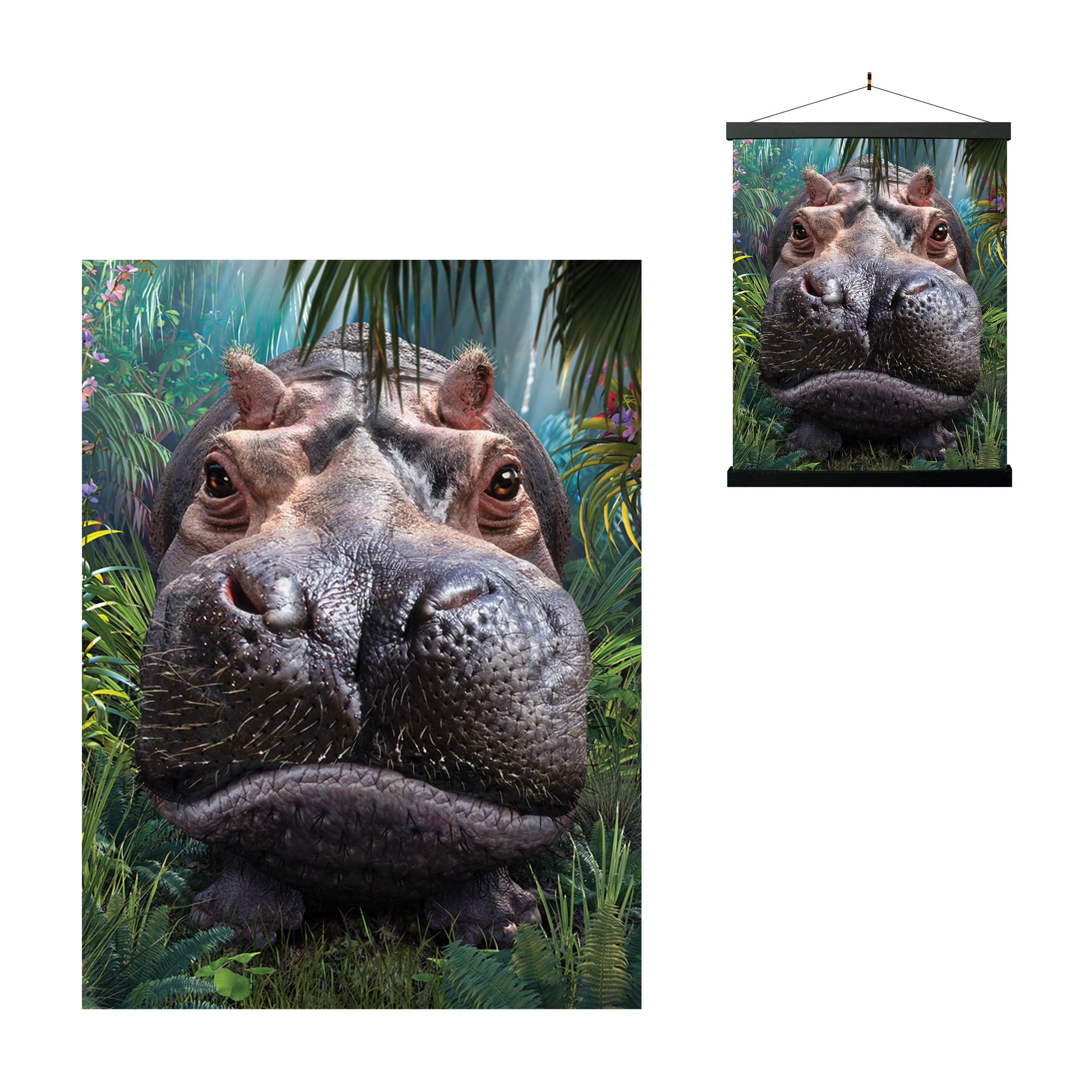 3D LiveLife Lenticular Wall Art Prints - Close Encounter from Deluxebase. Unframed 3D Hippo Poster. A perfect wall filler. Original artwork licensed from renowned artist, David Penfound