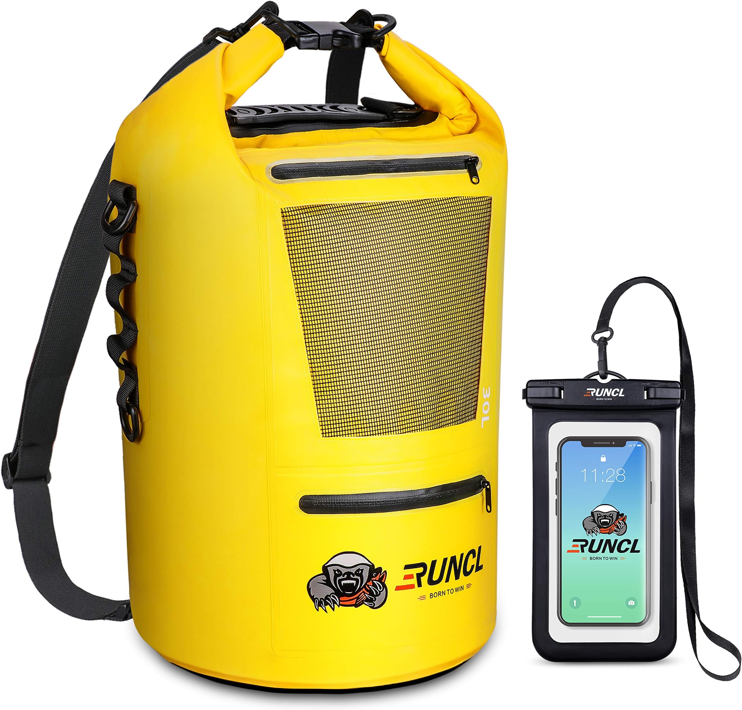 RUNCL Waterproof Dry Bag, Durable Roll-Top Closure 10/20/30/40L Floating Dry Backpack with Waterproof Phone Case for Travel, Swimming, Kayaking, Boating, Fishing, Gifts for Outdoor Lover