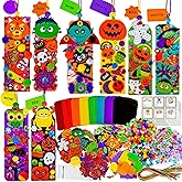 Winlyn 36 Sets Halloween Crafts Kits Fall Kids Crafts DIY Halloween Bookmarks Ornaments Art Sets Jack-O'-Lantern Monster Bats Foam Stickers Arts and Crafts for Kids Classroom Activities Party Favors