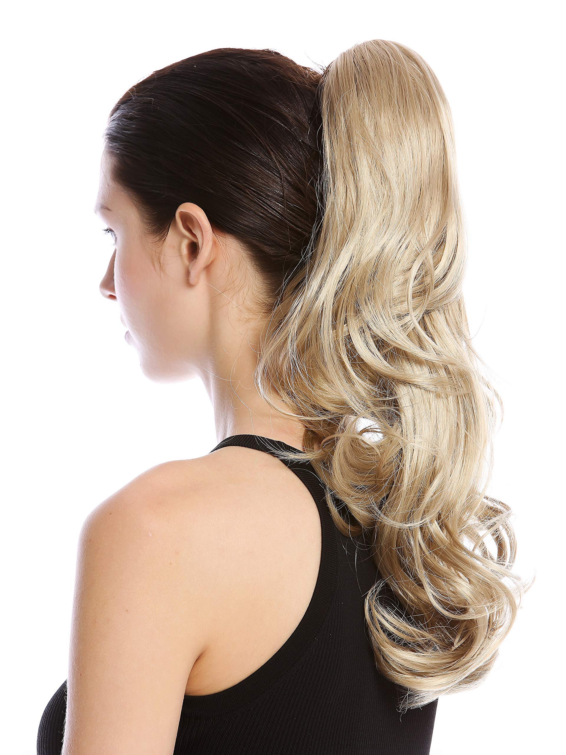 WIG ME UP - MKB-30-V-24 Ponytail Hairpiece Extensions optional Combs & Clamp long wavy slightly curled light ash blond 17inch