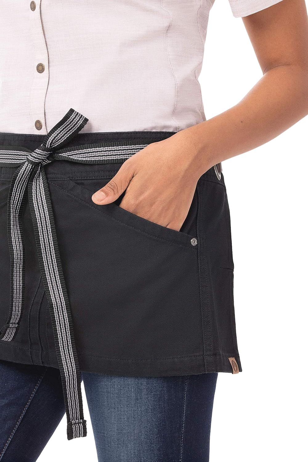 Chef Works unisex adult Berkeley Waist Work Utility Apron, Jet Black W/Black/Gray Suspenders, One Size US: Clothing