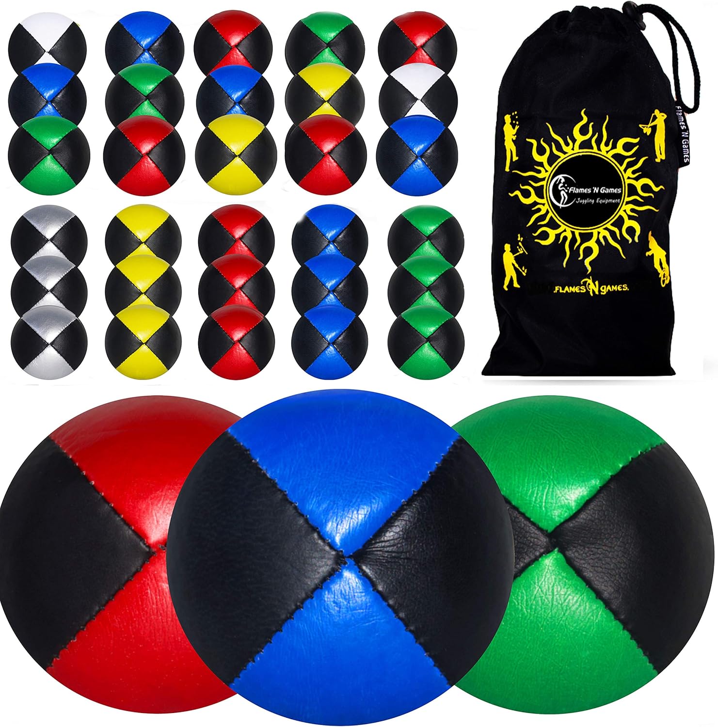 3x Pro Thud Juggling Balls (LEATHER) Professional Juggling Balls Set of