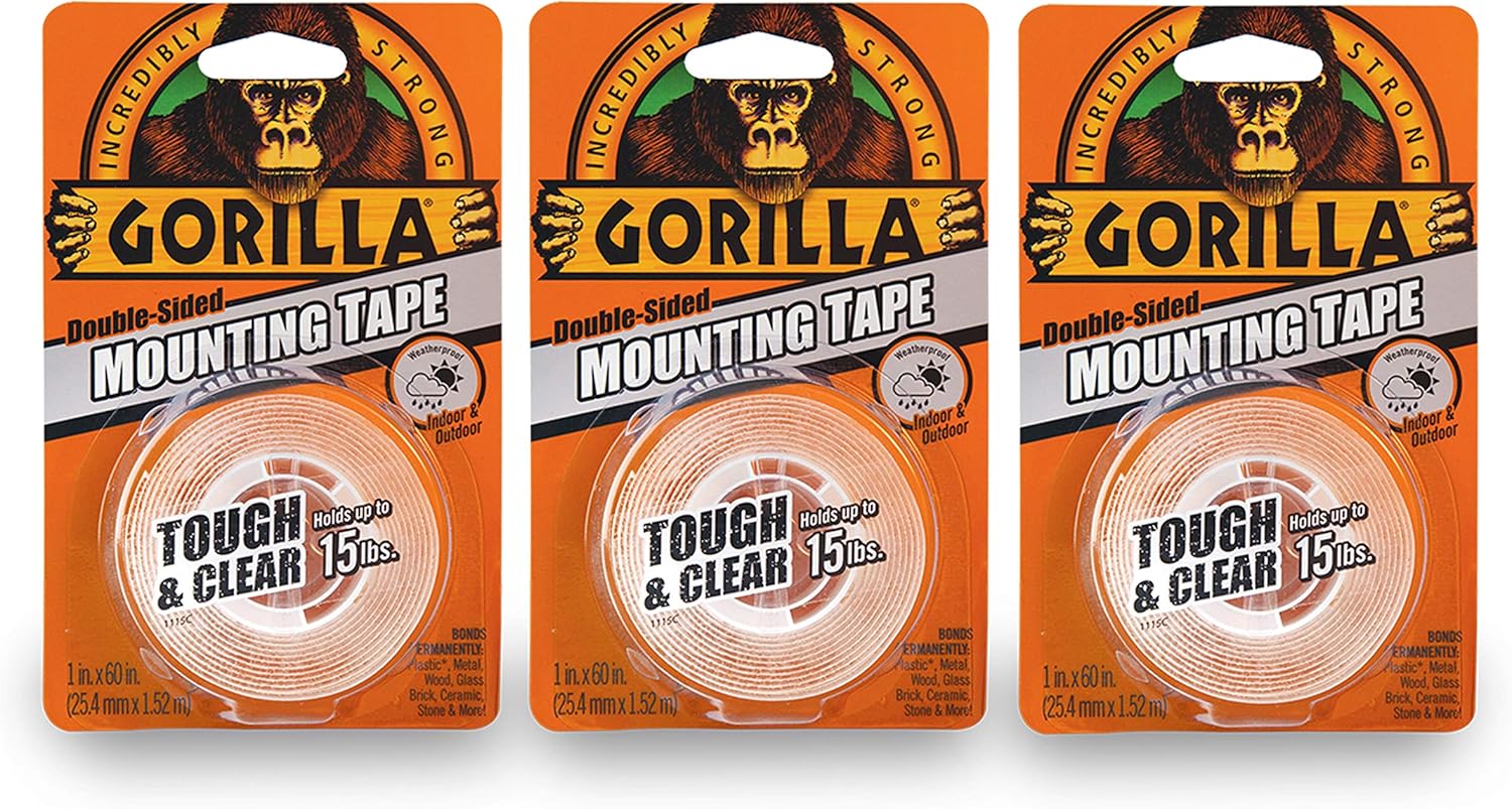 Gorilla Tough & Clear Double Sided Mounting Tape, 1" x 60