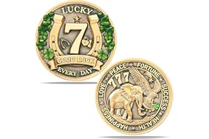 LPARKIN Amuletos de Proteccion y Buena Suerte Lucky Coin for Lottery Scratcher | Four Leaf Clover & Elephant Eagle Motivational Charm - Prosperity, Success & Good Luck Token