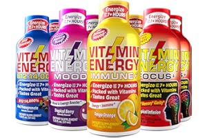 Vitamin Energy Variety Energy Drink Shots, Mood+, Focus+, Immune+, Energy+, Up to 7+ Hours of Energy, 1.93 Fl Oz, 2 of each, 8 Count