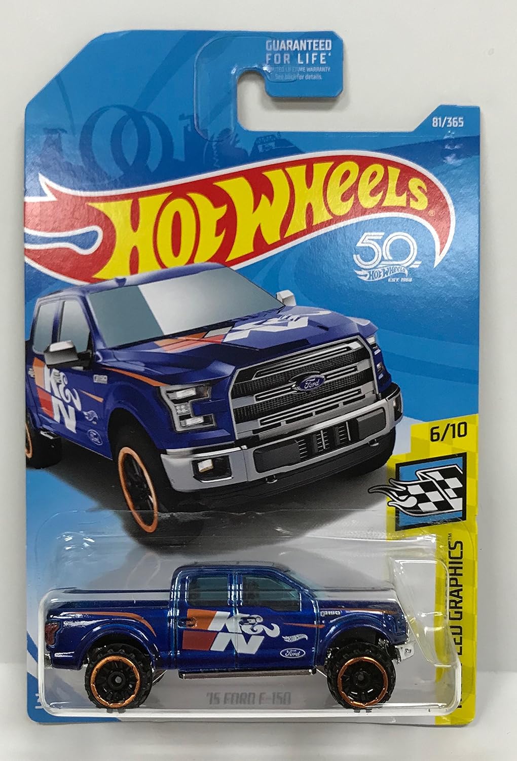 f150 custom wheels on Amazon Com Hot Wheels 2018 50th Anniversary Hw Speed Graphics 15 Ford F 150 81 365 Blue Toys Games
