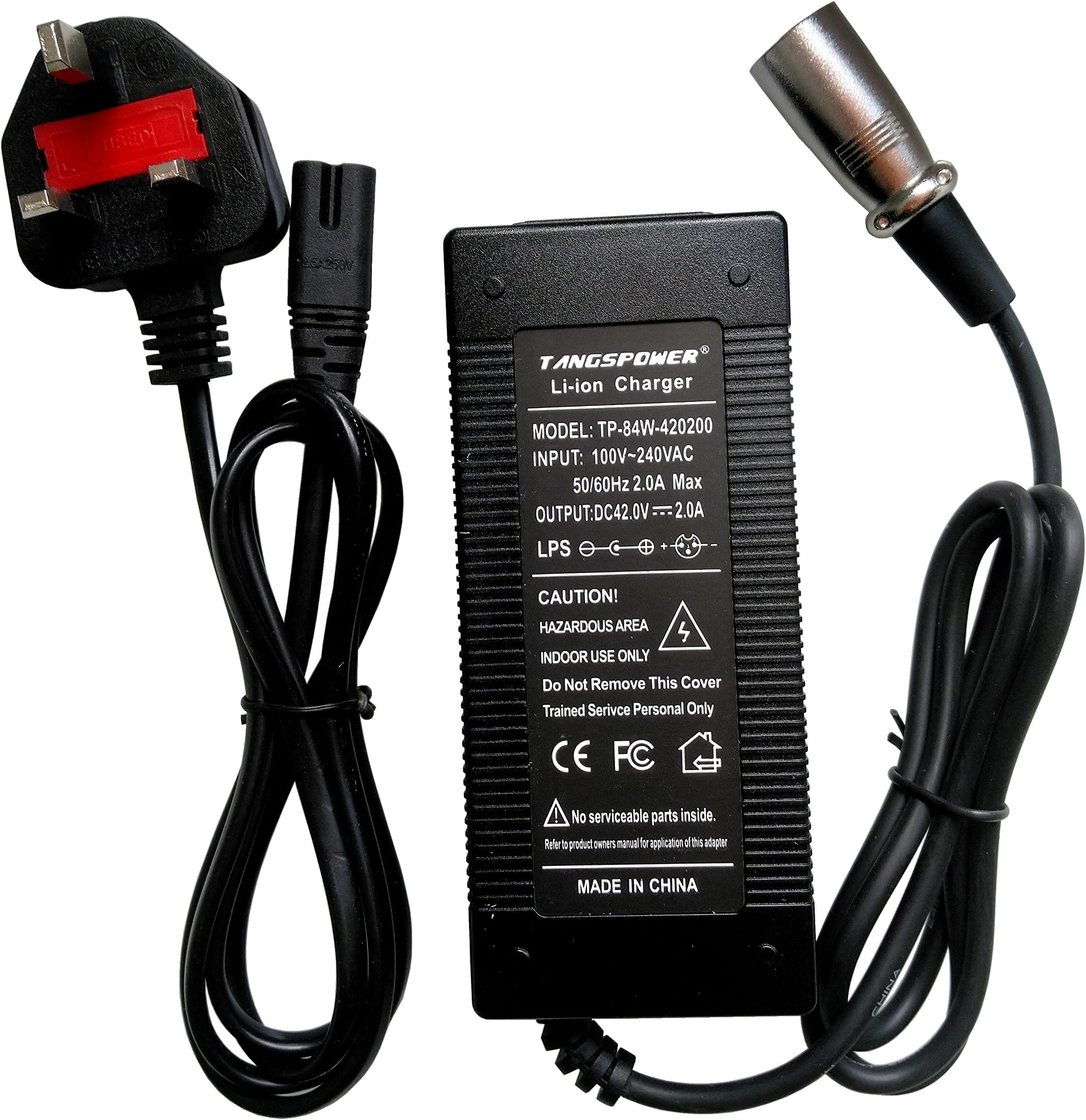Tangspower 36V 2A battery charger Output 42V 2A Charger Input 100-240 VAC Lithium Li-ion Li-poly Charger For 10Series 36V Electric Bike