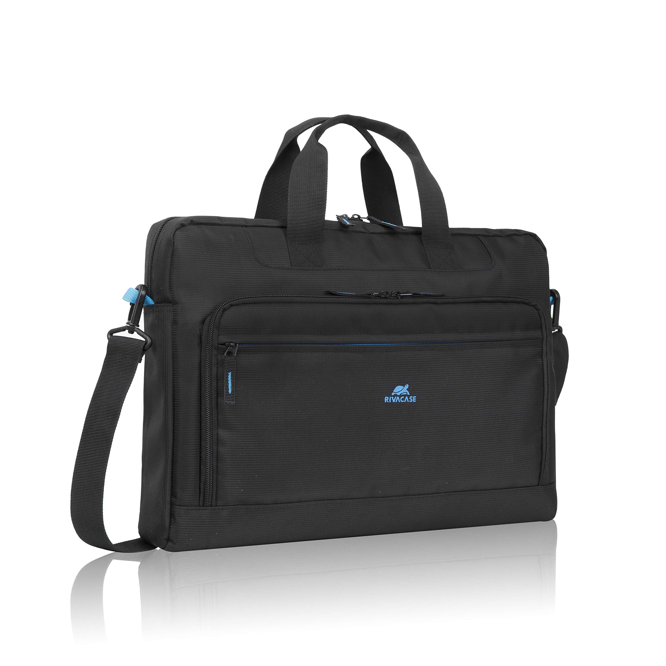 RIVACASE 8059 Laptop Bag for Notebooks up to 17.3 Inches - Elegant and Compact Shoulder Bag – Business Messenger Bag – Soft Carrying Handles and Removable Adjustable Shoulder Strap, Laptop Case, Black