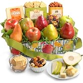 A Gift Inside Classic Fresh Fruit Basket Gift with Crackers, Cheese and Nuts for Holiday, Thank You, Birthday, Get Well, Anniversary, Corporate