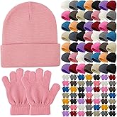 Toulite 100 Pcs Kids Winter Hats and Gloves Sets Bulk Beanie Gloves for Children School Donation Wholesale (Color Mixing)