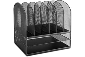 Safco, Onyx Desk Organizer with 6 Vertical & 2 Horizontal Trays , File Organizer for Home, Office, Classroom & More, Steel Mesh Construction