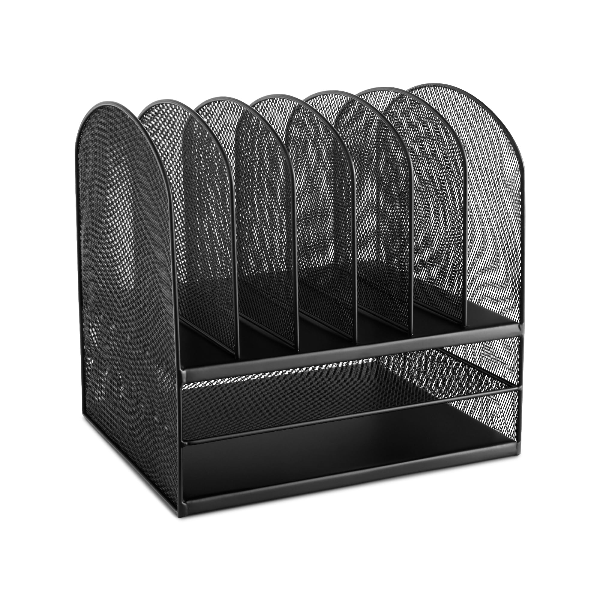 Safco 3255BL Onyx Mesh Desk Organizer with 2 Horizontal and 6 Upright Sections