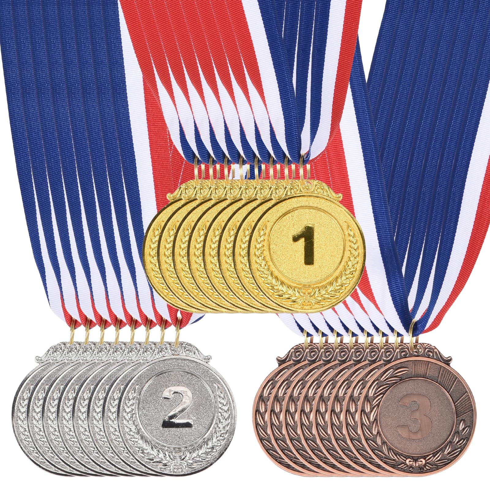 PATIKIL 24 Pieces Gold Silver Bronze Award Medals, 2-Inch Award Medals 1st 2nd 3rd Prizes with Ribbon for Team Games Sports Competitions