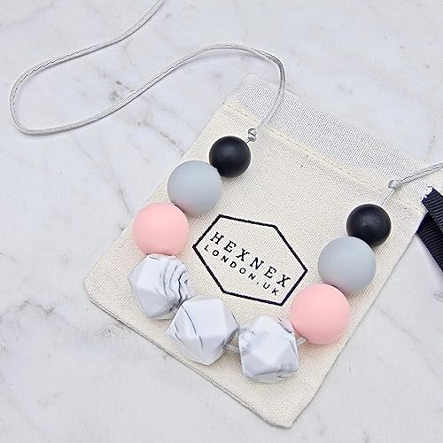 HexNex Peach and Grey Silicone Teething 