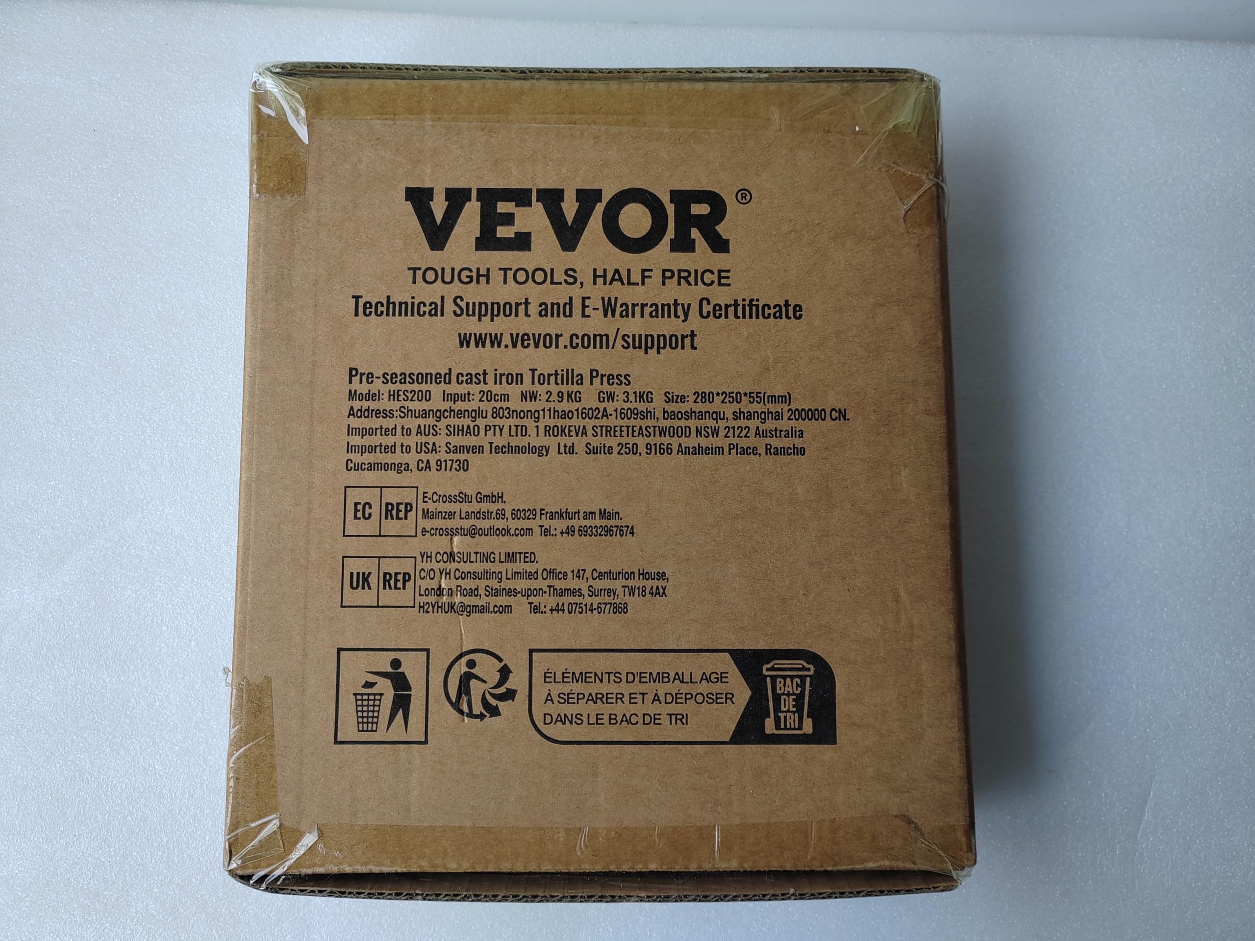 VEVOR Tortilla Press, 8 Inch Tortilla and Roti Maker, Cast Iron Heavy Duty Tortilladora Press, Pre-Seasoned Pataconera Maker with 100 Pcs Parchment Paper, Dough Maker for Flour Tortilla, Tawa, Silver