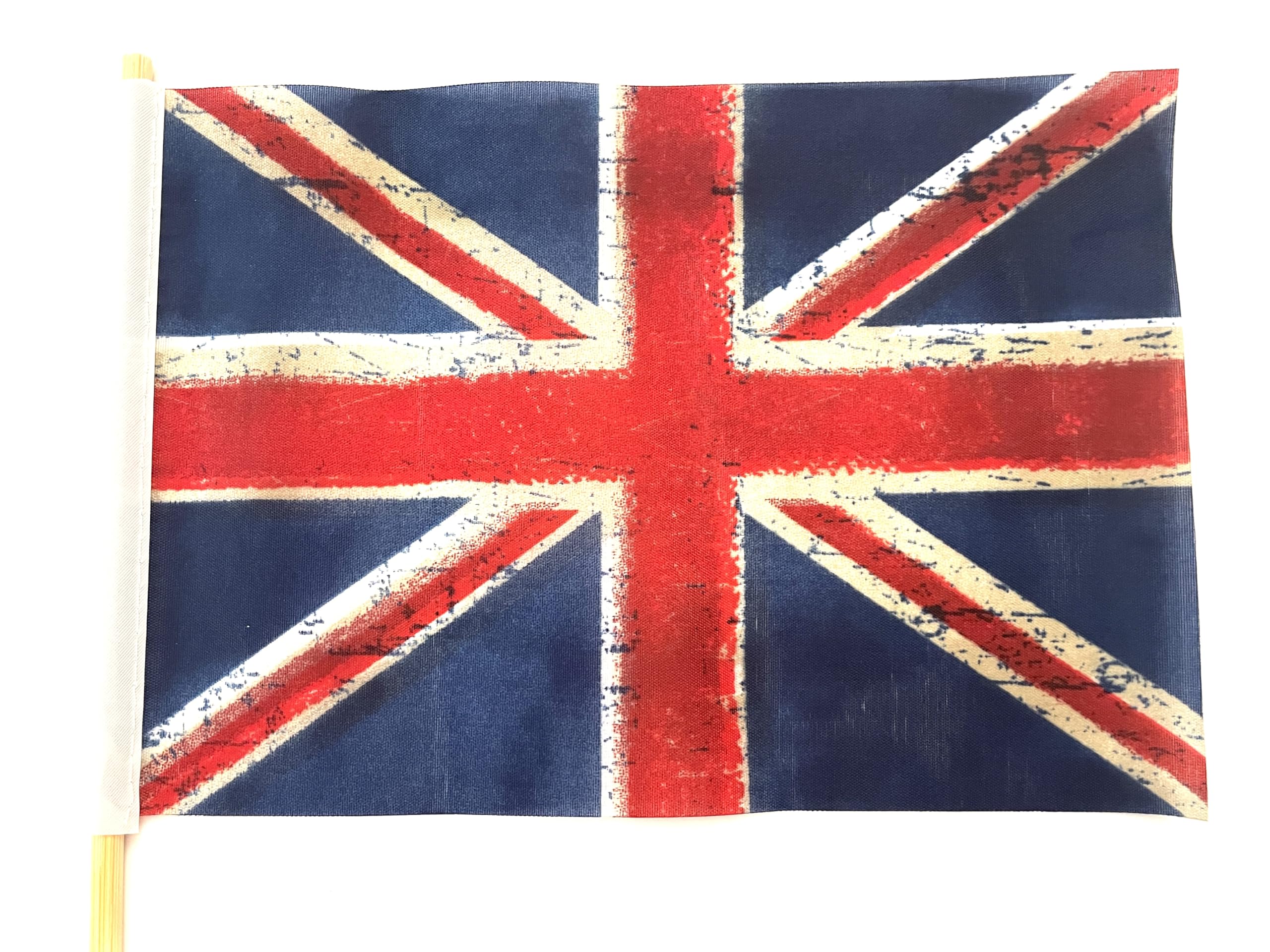 Vintage style 10 x Medium 8 "x 5" Union Jack Hand Flags on wooden Sticks