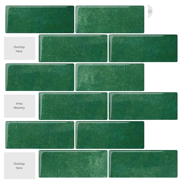 ARTEMURO 10-SHEETS PEACOCK GREEN SUBWAY TILES PEEL AND...