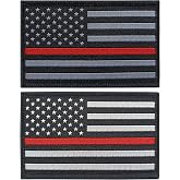 JBCD 2 Pack American Thin Red Line Flag Patch USA Firefighter Flags Tactical Patch Pride Flag Patch for Clothes Hat Patch Team Military Patch