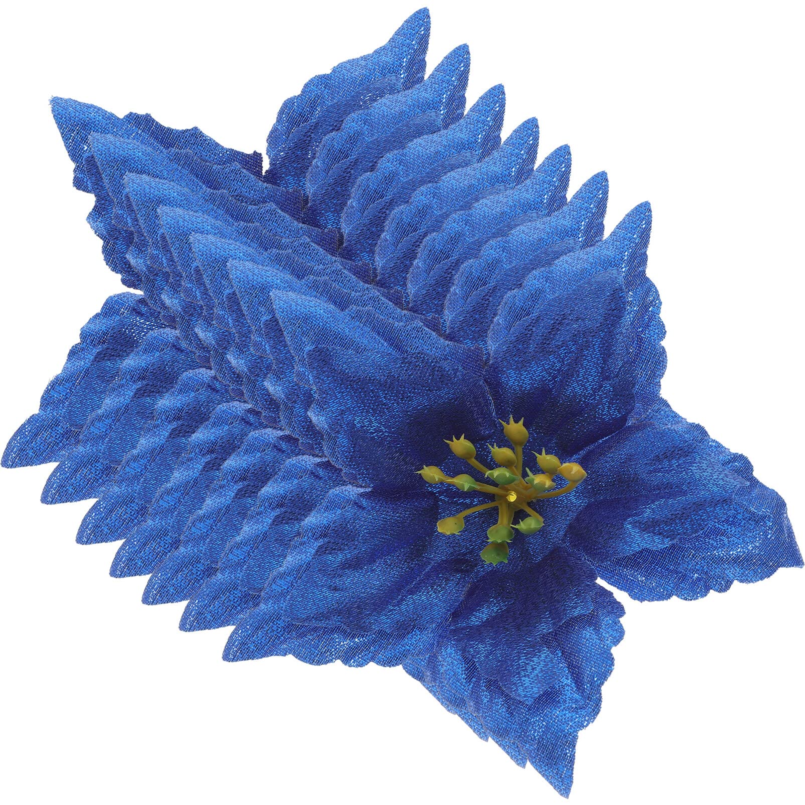 Ciieeo Christmas Glitter Flowers 7Pcs Artificial Poinsettia for Christmas Tree Wreath Hanging Ornament Festive Home Decor