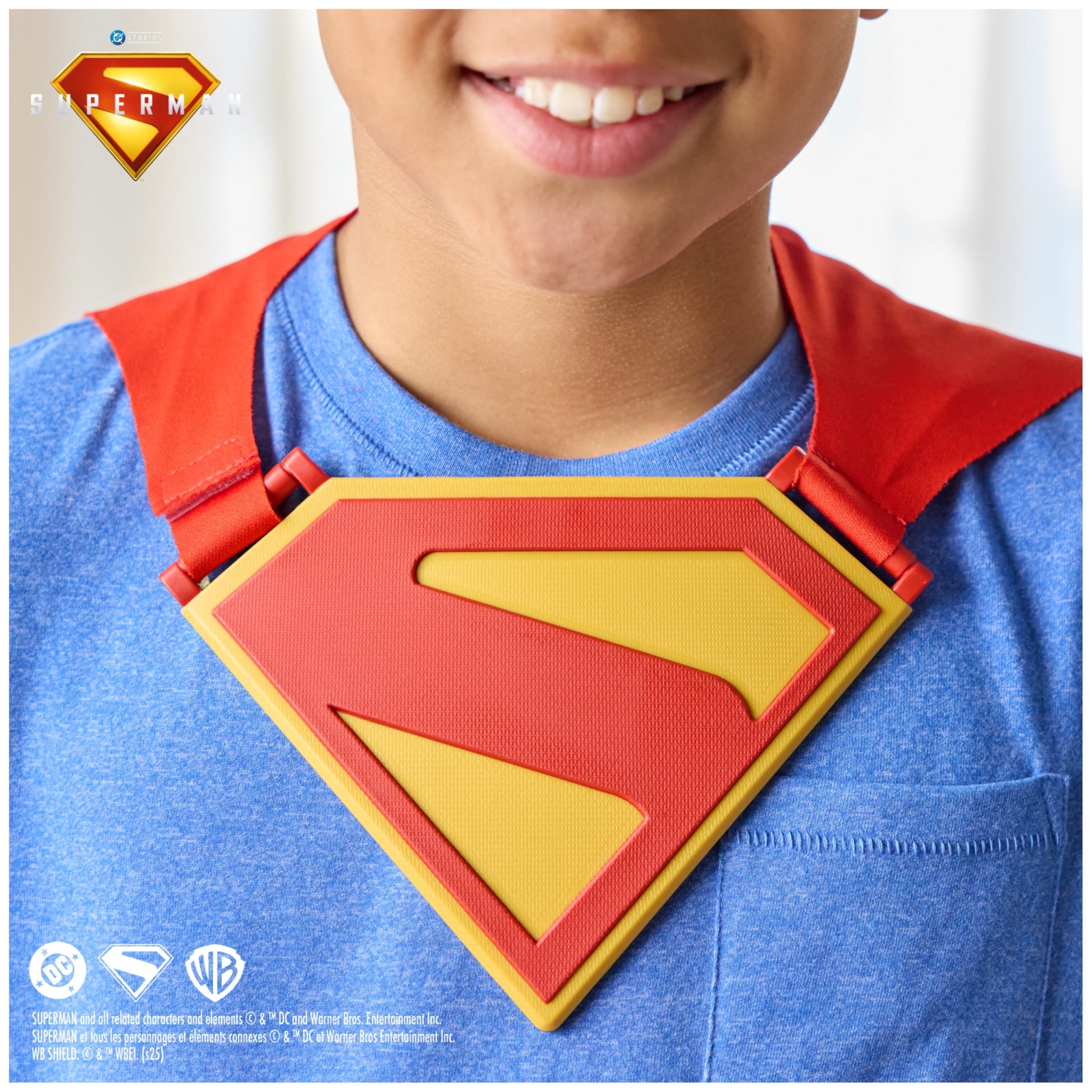 DC Comics SUPERMAN Power Cape Set, Super Heroes Halloween Costume for Kids with Iconic Chest Plate for Ages 4 and Up