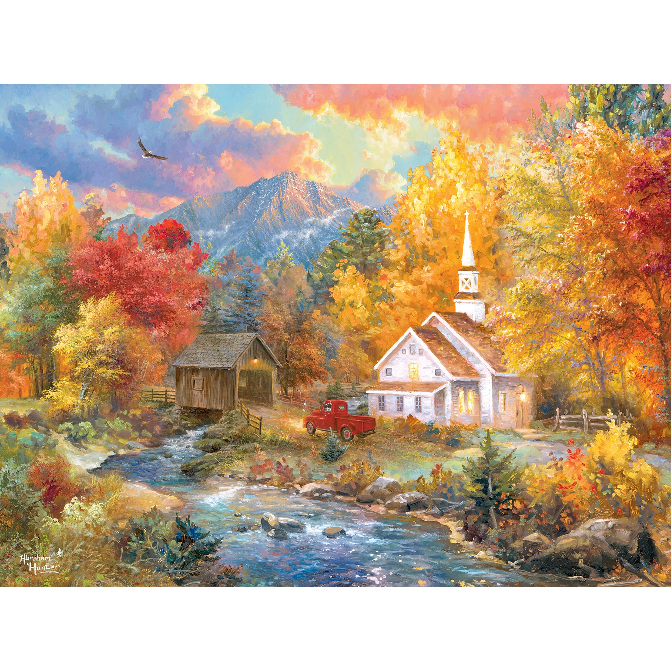 Photo 1 of RoseArt - Abraham Hunter - Church by The River - 500 Piece Puzzle for Adults