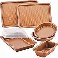 Ayesha Curry Bakeware Nonstick Baking Cookie, Loaf, Cake Pan Set, 7 Piece, Copper