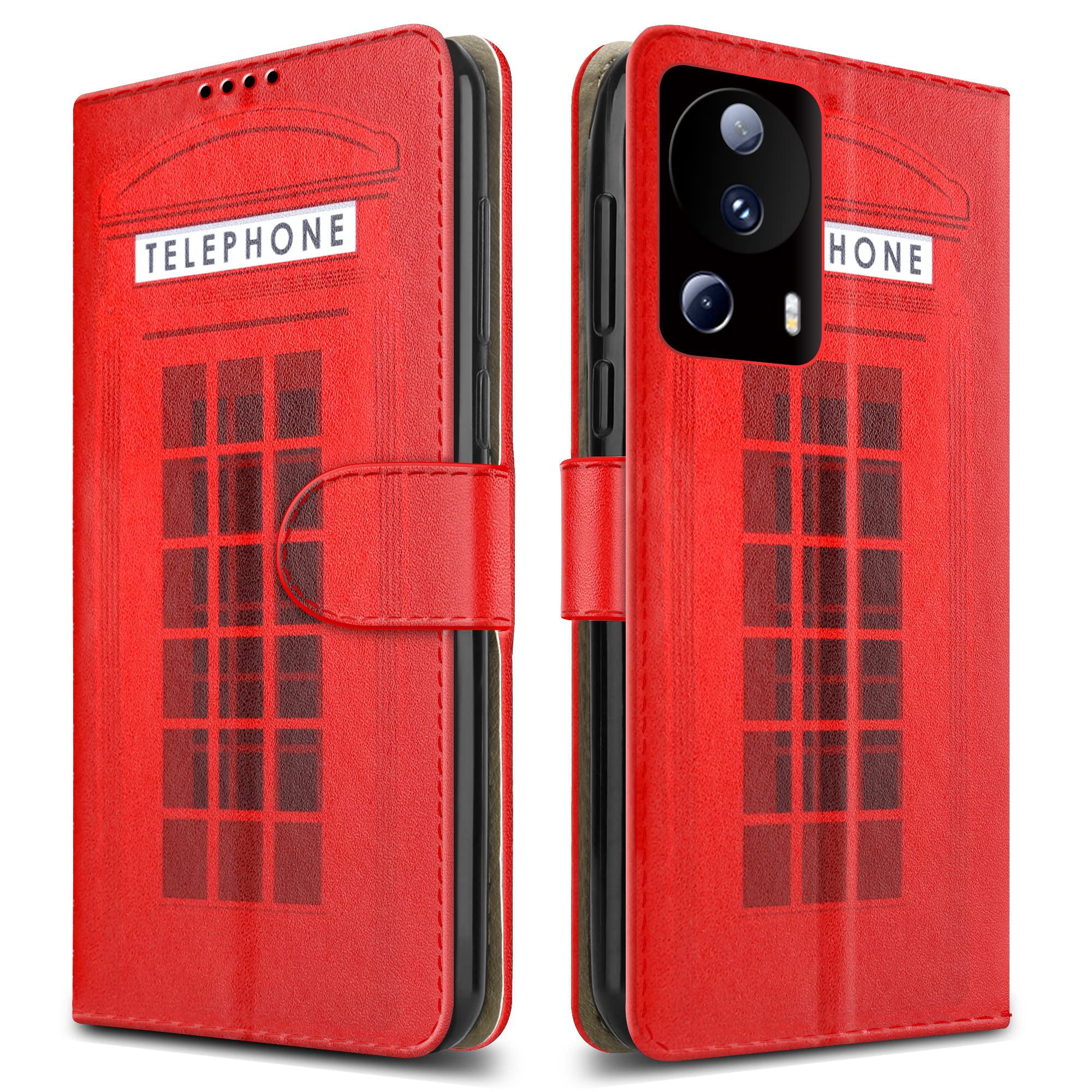 PIXFAB For Xiaomi 13 Lite (5G) Leather Phone Case, Magnetic Closure Full Protection Book Folio Design, Wallet Case Cover [Card Slots] and [Kickstand] For Xiaomi 13 Lite (5G) - Telephone Box