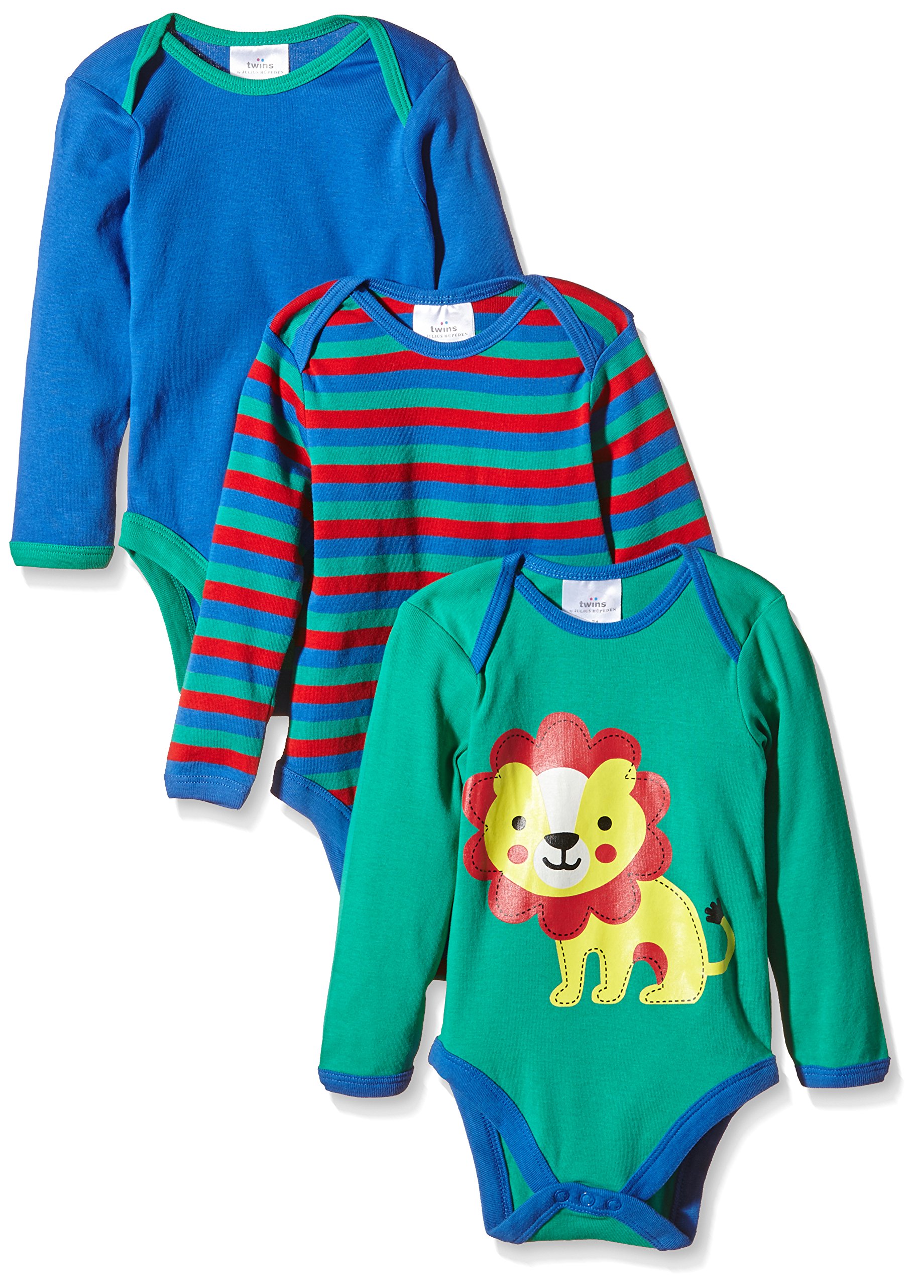 Twins Baby Boys Bodysuit, Longsleeve, 3-Pack, Multicoloured (Grün / Blau ), Newborn (Manufacturer size: 50)
