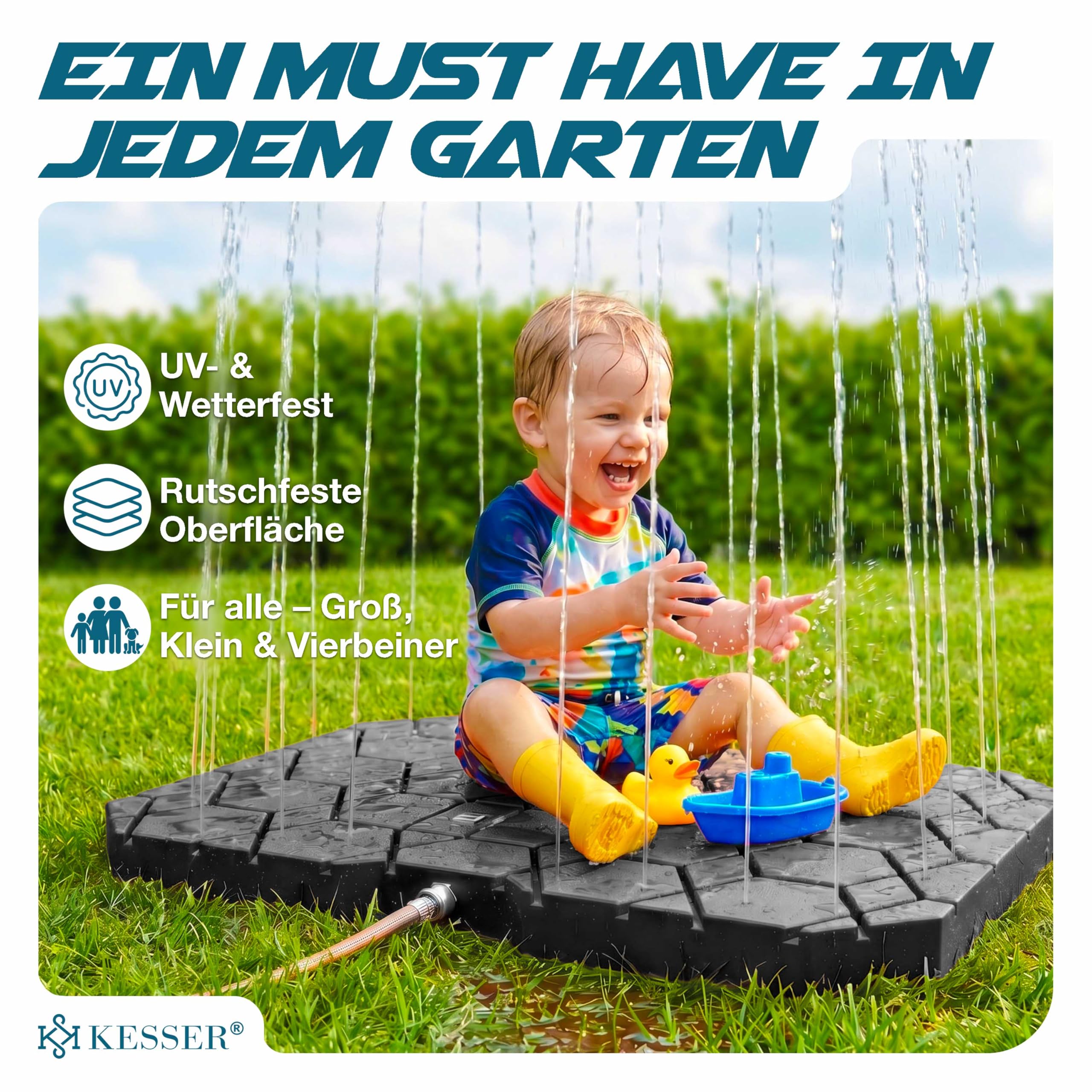 KESSER® Bodendusche Geo Gartendusche, Dusche für alle - Groß, Klein & Vierbeiner, rutschfest, UV- & Wetterfest, Rostfrei & Schimmelresistent, Steuerung über Fußrad, Inklusive Zubehör, Anthrazit 4