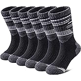 Yebing Kids Merino Wool Hiking Socks Boys Girls Toddlers Winter Warm Thermal Thick Cushion Boot Crew Gift Socks 6 Pairs