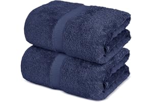 Towel Bazaar Premium Cotton Super Soft and Absorbent Turkish Towels (2-Piece Bath Sheet Towel, Navy Blue)