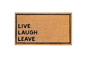 THEODORE MAGNUS Funny Door Mat - Welcome Mat for Front Door with Non-Slip Backing - Durable Coir Doormat - Perfect for Outside Entrance Matt - Outdoor/Indoor - Live Laugh Leave - 17" x 30"