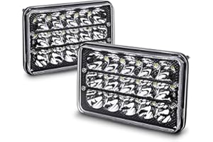 ONLINE LED STORE TRUE MODS 2pc Black 6x4 4x6 Inch LED Headlights Pair 45W H4 Square High Low Sealed Beam 2a1 1a1 H4652 H4666 H6545 H4651 H4656 Headlamp for Chevy Blazer K5 S10 C10 K10 Kodiak C4500 Car Golf Cart