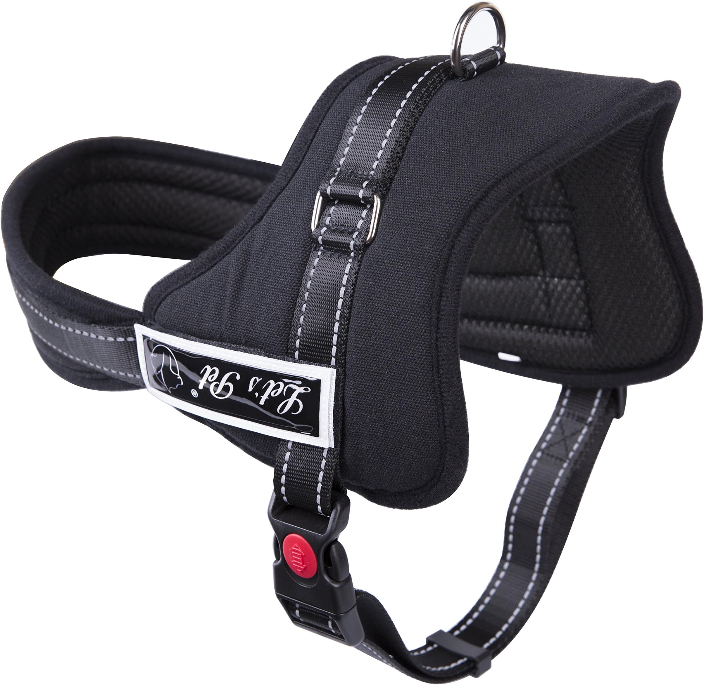 No Pull Dog Harness with Handle, Reflective Hunter Harness Heavy Duty for Running, Walking and Training, Easy Walk for Dogs Chest Girth 19.7-25.6 Inches, Black