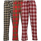 Andrew Scott Men's 3 Pack Cotton Flannel Fleece Brush Pajama Sleep & Lounge Pants