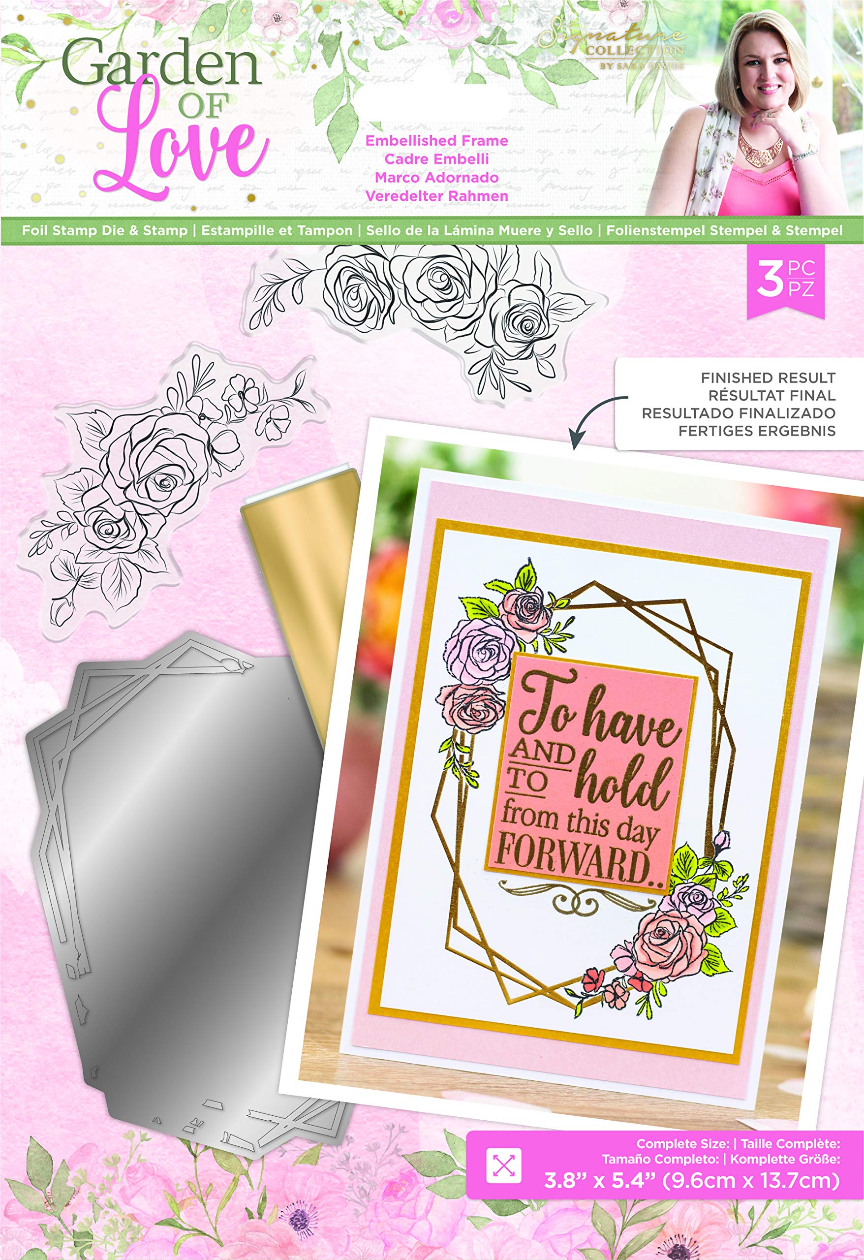 Sara Signature Garden of Love-Foil Die and Stamp Set-Embellished Frame, Silver, One Size