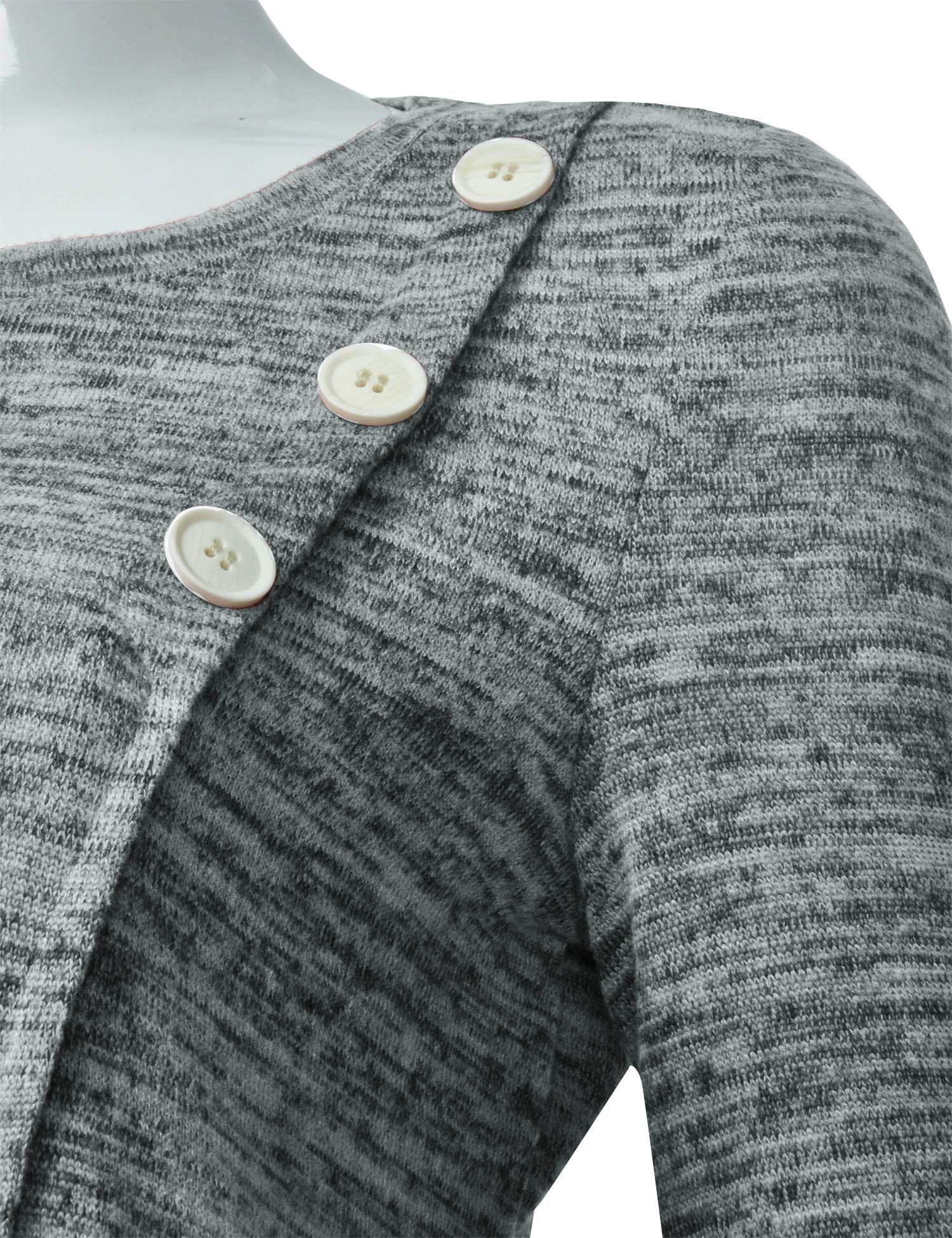 Fresca Womens Vintage Wear Basic 3/4 Sleeve Top Blouse Casual Crew Neck A-line Curved Hem Comfy Tunic Tops Night Shirts Fall Clothing Light Grey Medium