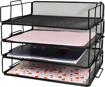 Exerz Paper Sorters 4 Pack Mesh Desk Organisers 4 Tiers A4 Files