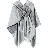Women Shawl Wrap Poncho Cape Cardigan Open Front Coat Warm Scarf for Spring Fall Winter Cold Weather Days