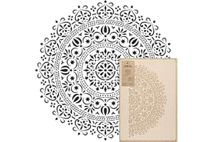 NAKLEO Mandala Painting Large Stencil Diameter 23.2”, Oriental Circle Mandala Geometric Ornament, Reusable Plastic Template DIY Art and Craft, Wall Floor Wood Fabric Furniture