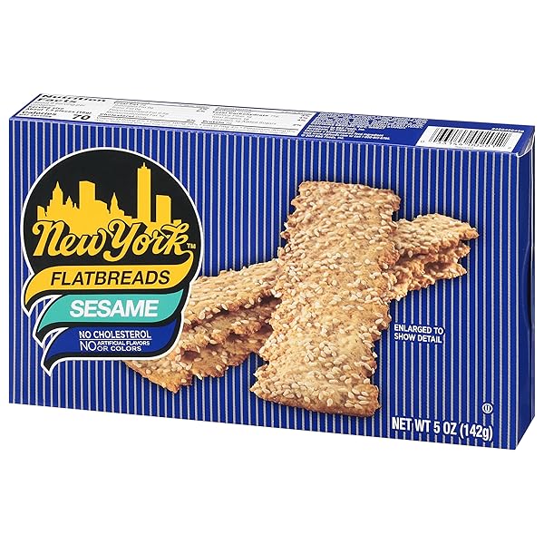 NEW YORK FLATBREAD CRACKERS, SESAME, 5 OUNCE