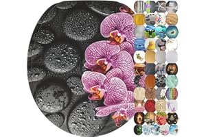 Sanilo ROUND, Silent Slow Close, Molded Wood, Adjustable Toilet Seat, Madeira