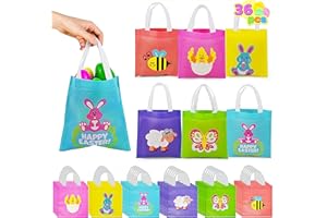 JOYIN 36 PCS Easter Gift Bags, Non Woven Easter Tote Bags with Handles Party Treat Bags for Gifts Wrapping, Egg Hunt Game, Easter Party Supplies