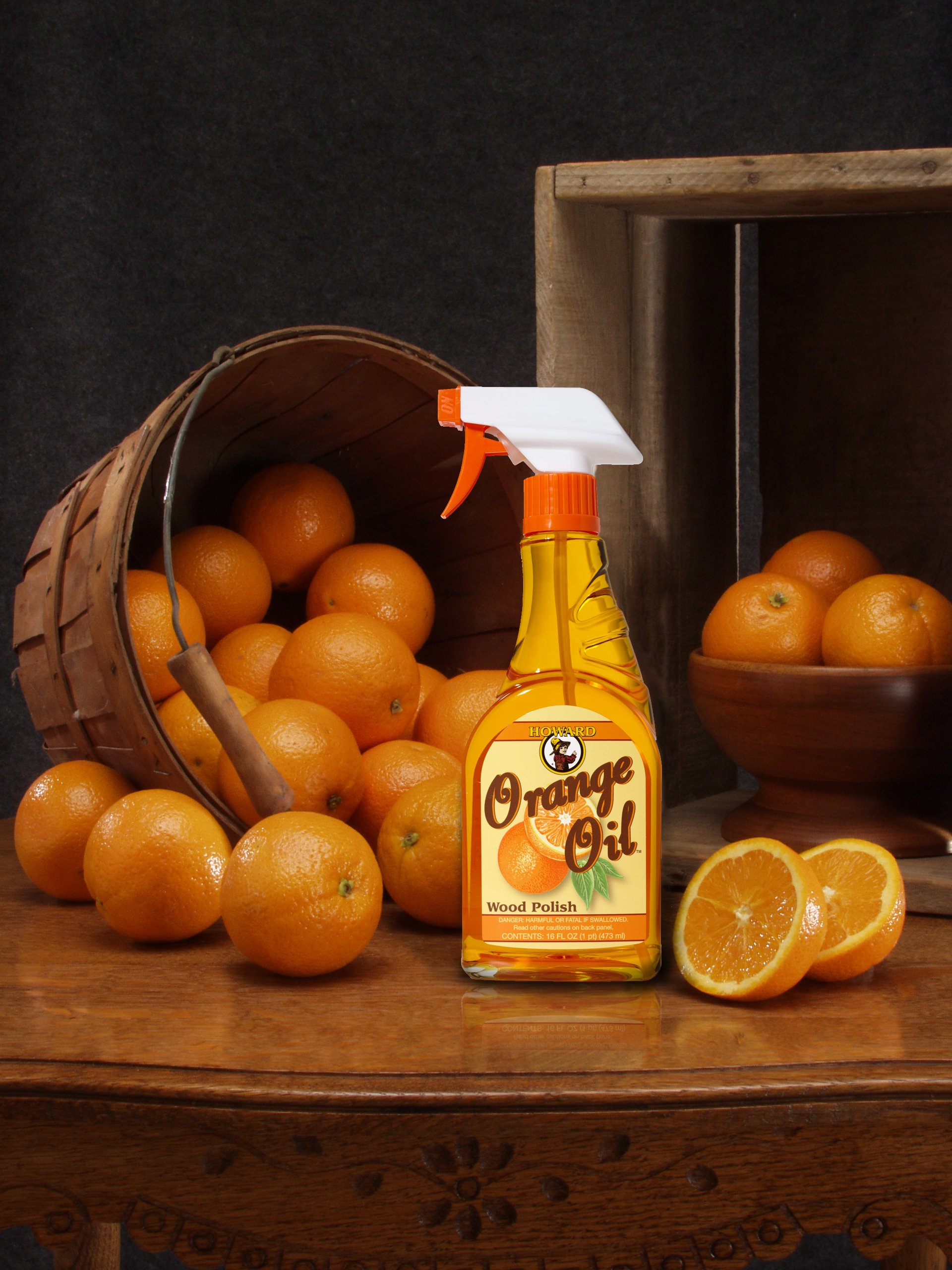 Howard's Orange Oil Wood Polish Rich Deep Finish for Cleaning Furniture
